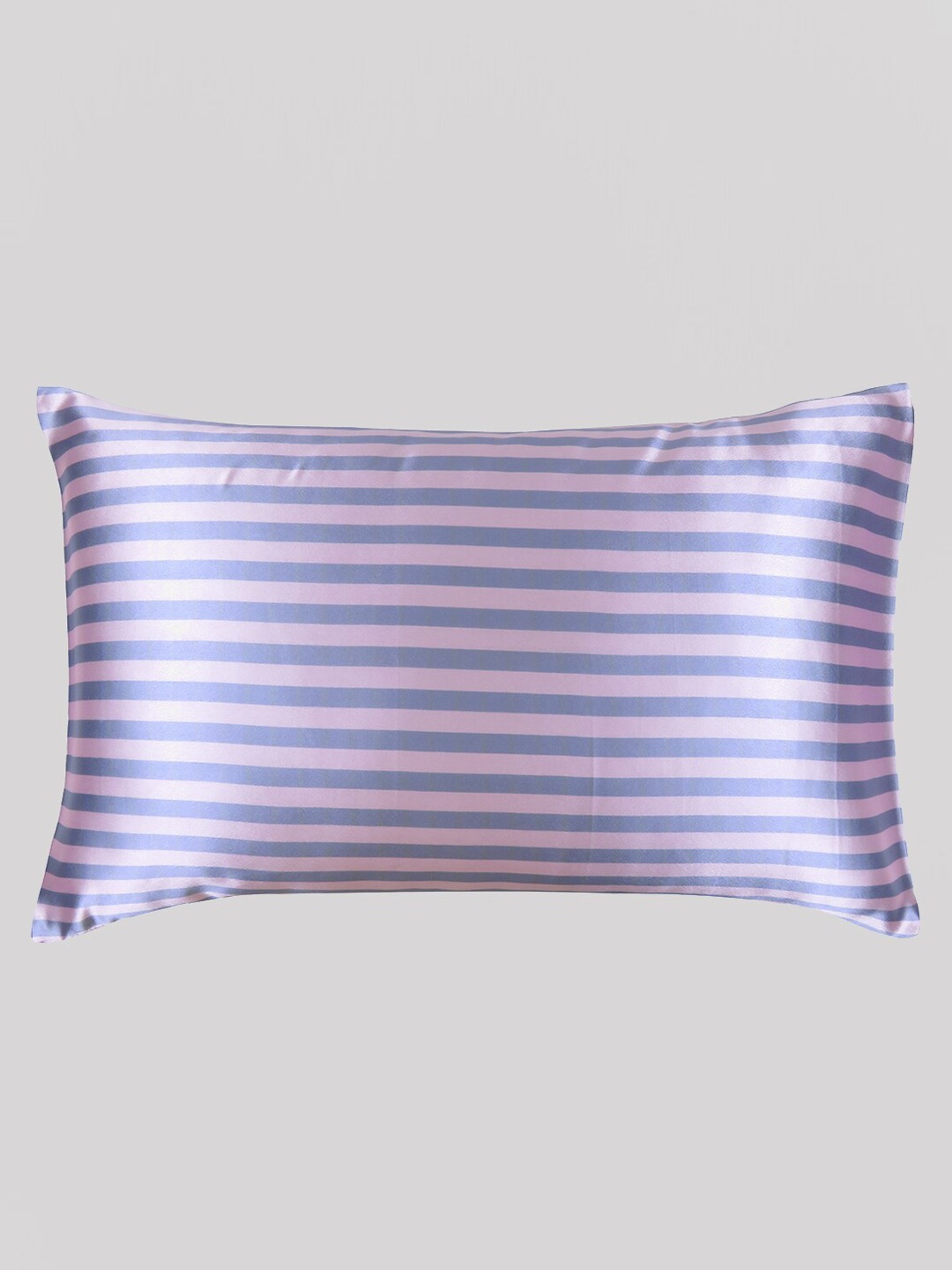 

OUSSUM Blue & Pink Striped Satin Envelop Closure Pillow Cover