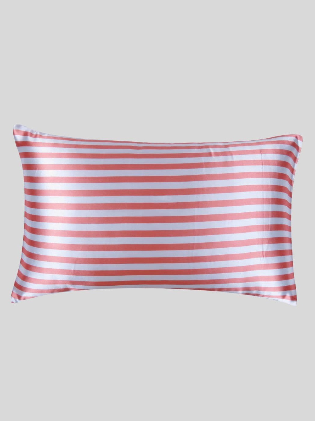 

OUSSUM Pink & White Striped Satin Pillow Cover
