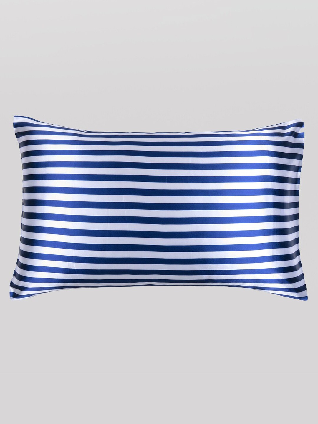 

OUSSUM Navy Blue & White Striped Satin Pillow Cover