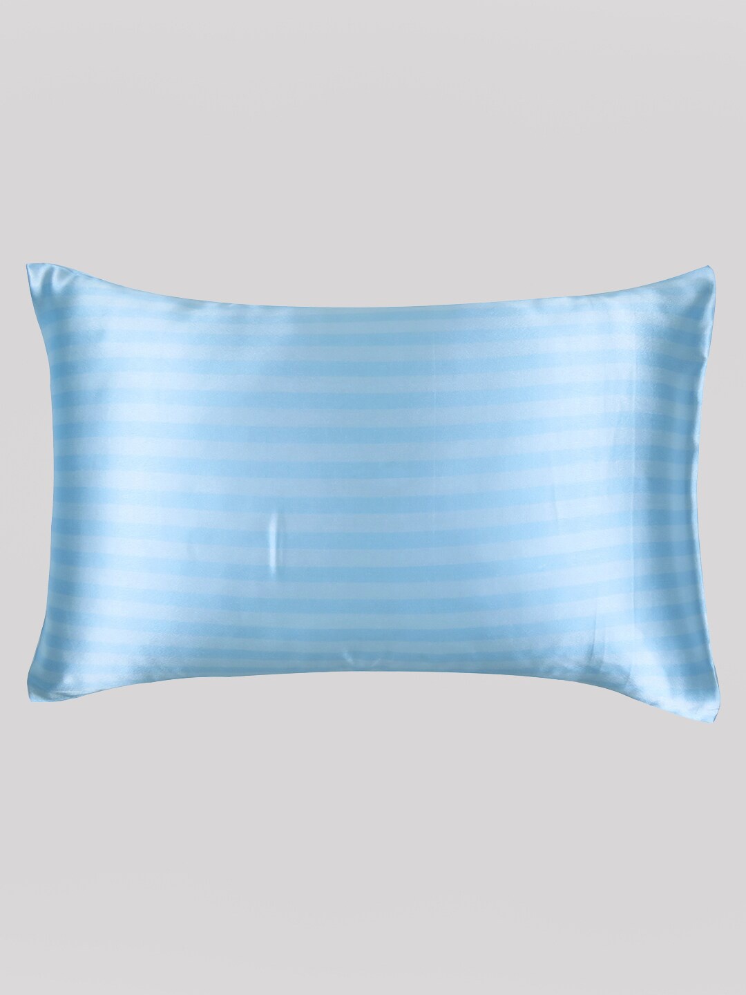 

OUSSUM Blue Striped Satin Pillow Cover