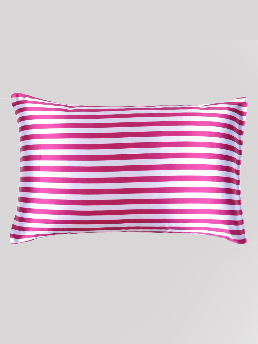 

OUSSUM Pink & White Striped Satin Pillow Cover