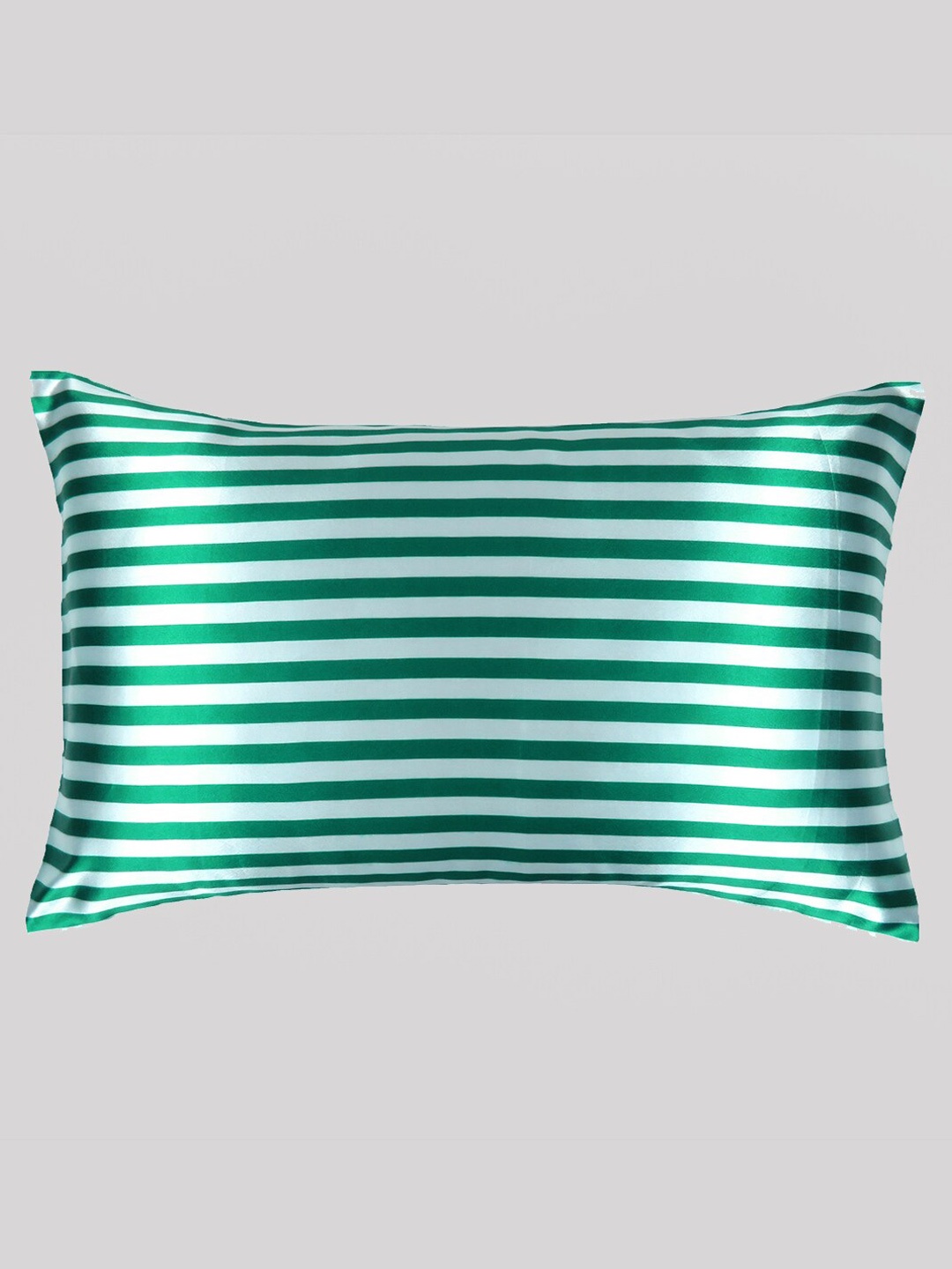 

OUSSUM Green Striped Satin Envelop Closure Pillow Cover