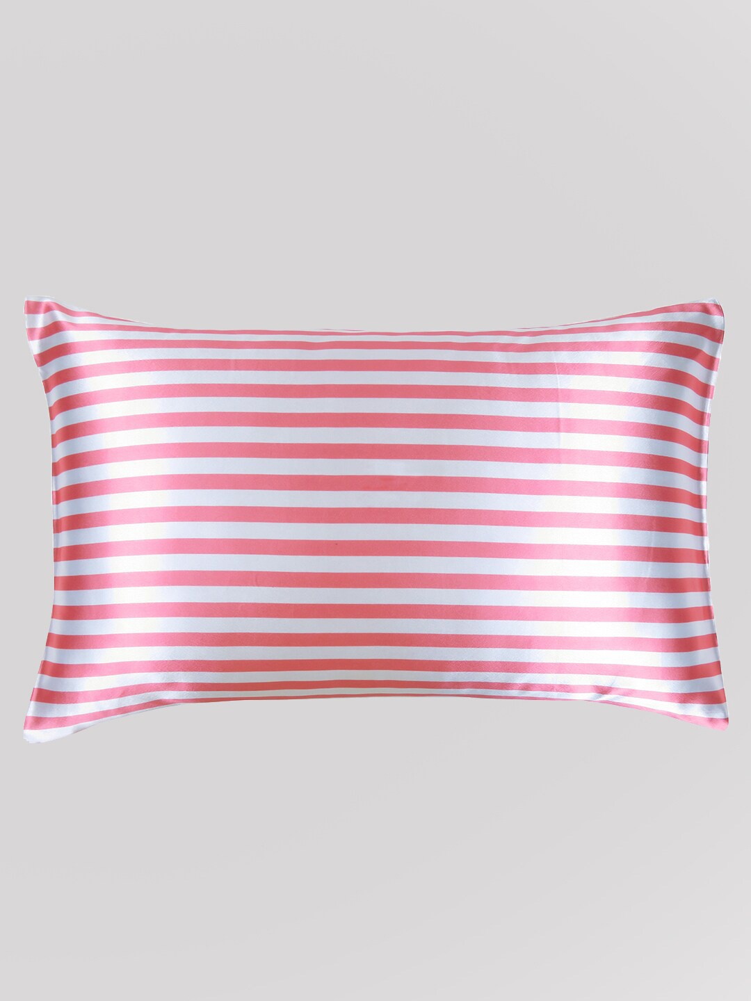 

OUSSUM Pink Striped Satin Rectangle Pillow Cover