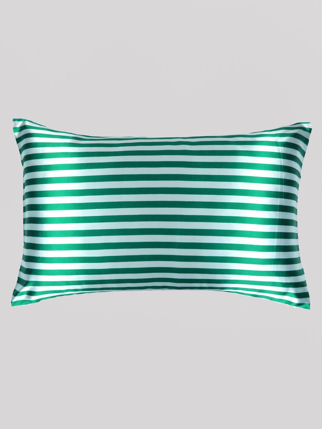 

OUSSUM Green Striped Satin Envelop Closure Pillow Cover