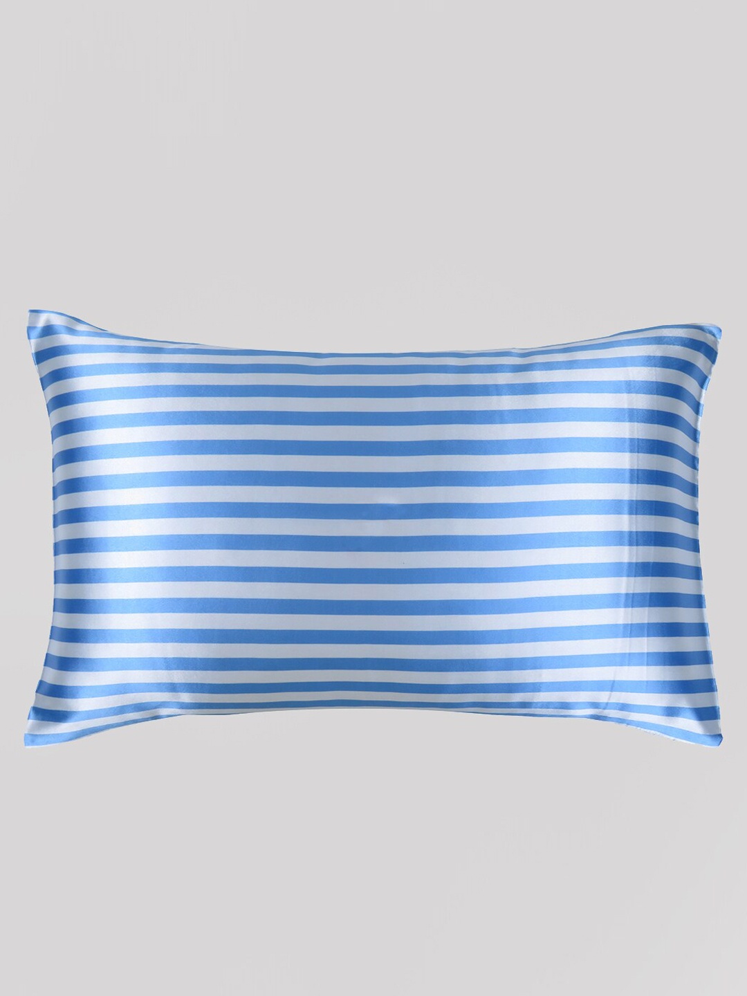 

OUSSUM Blue & White Striped Satin Pillow Cover
