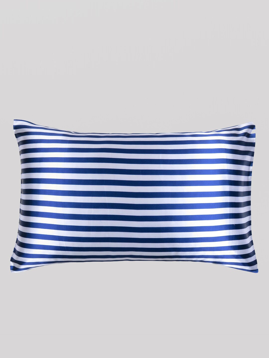

OUSSUM Navy Blue & White Striped Satin Pillow Cover