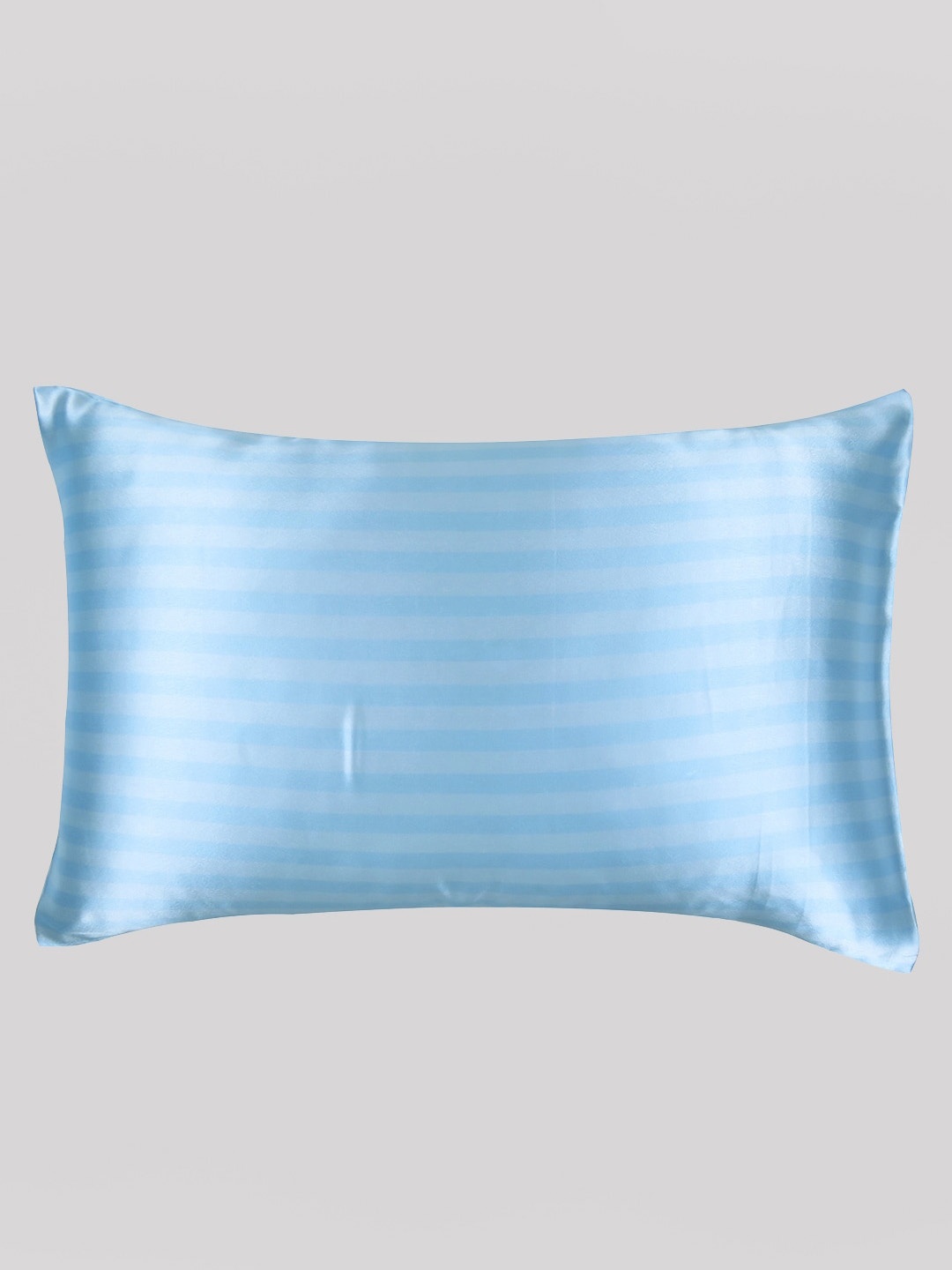 

OUSSUM Sky Blue Striped Satin Rectangle Pillow Cover