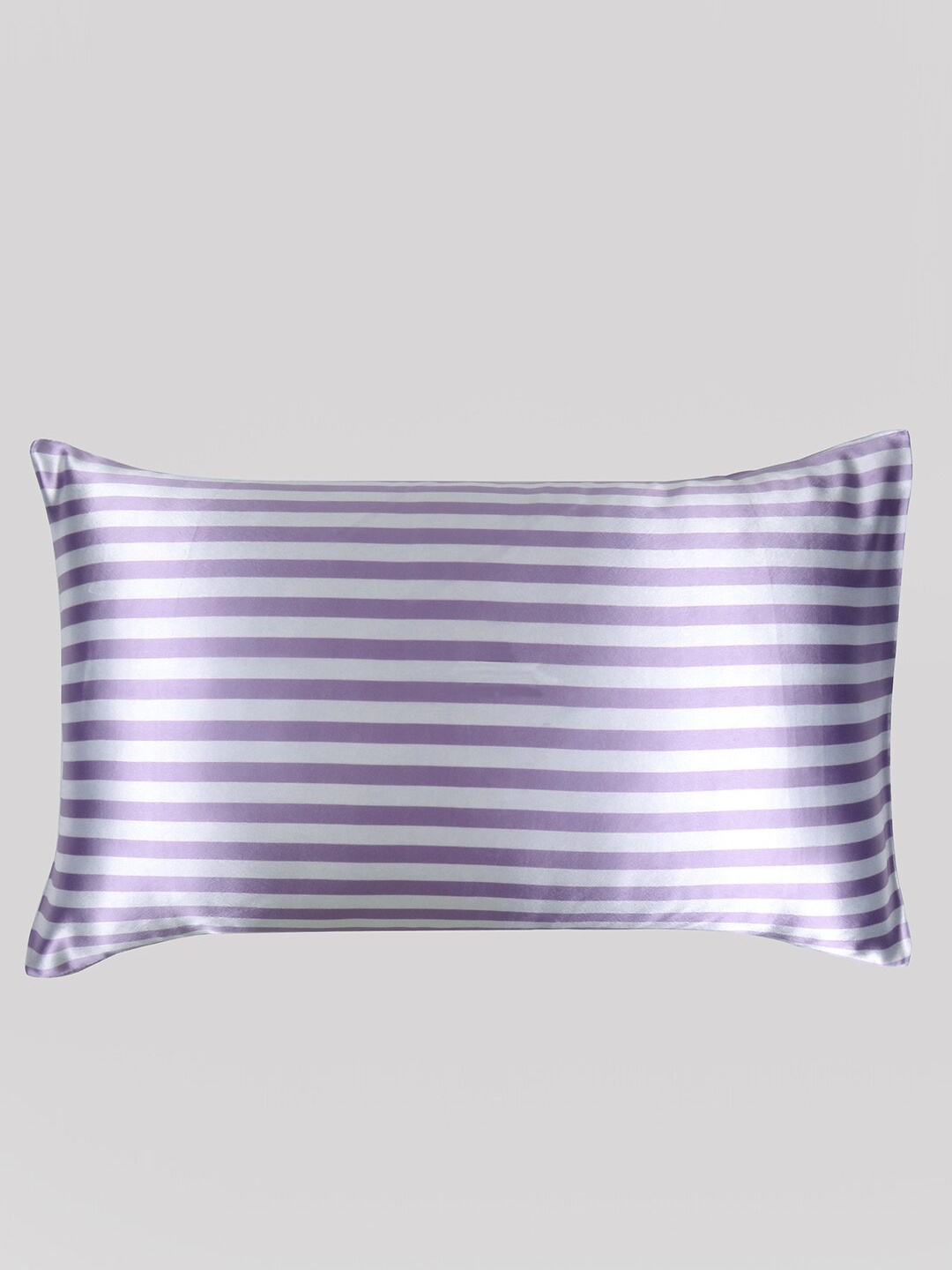 

OUSSUM Lavender & White Striped Satin Pillow Cover