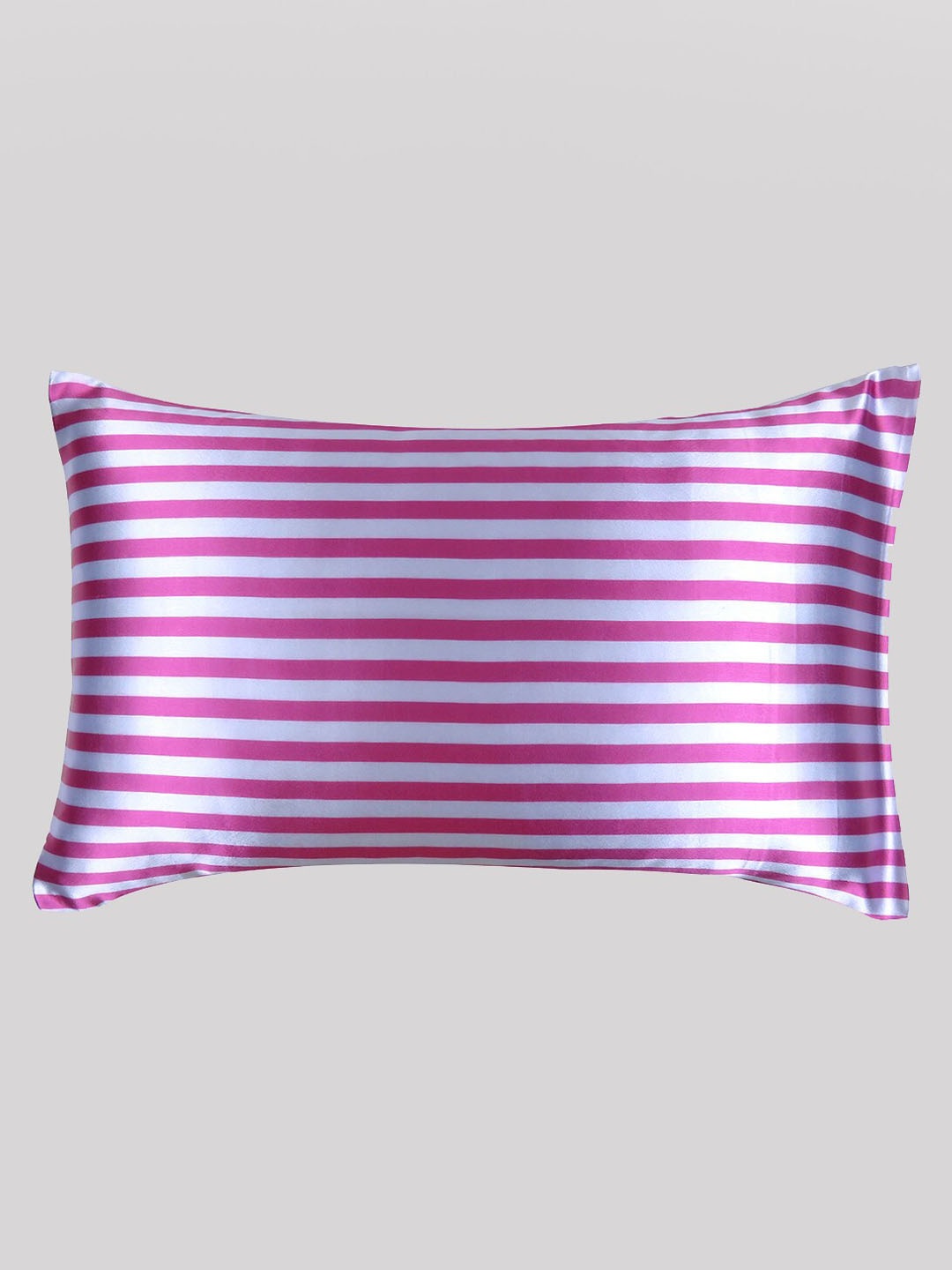

OUSSUM Pink & White Striped Satin Pillow Cover