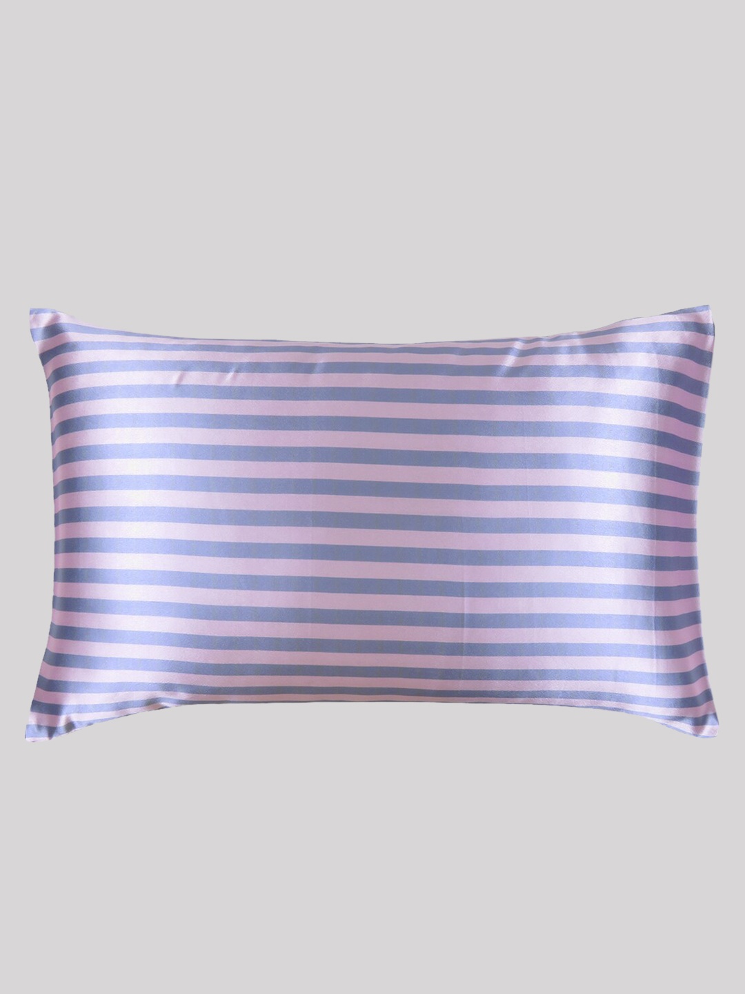 

OUSSUM Blue & Pink Striped Satin Pillow Cover