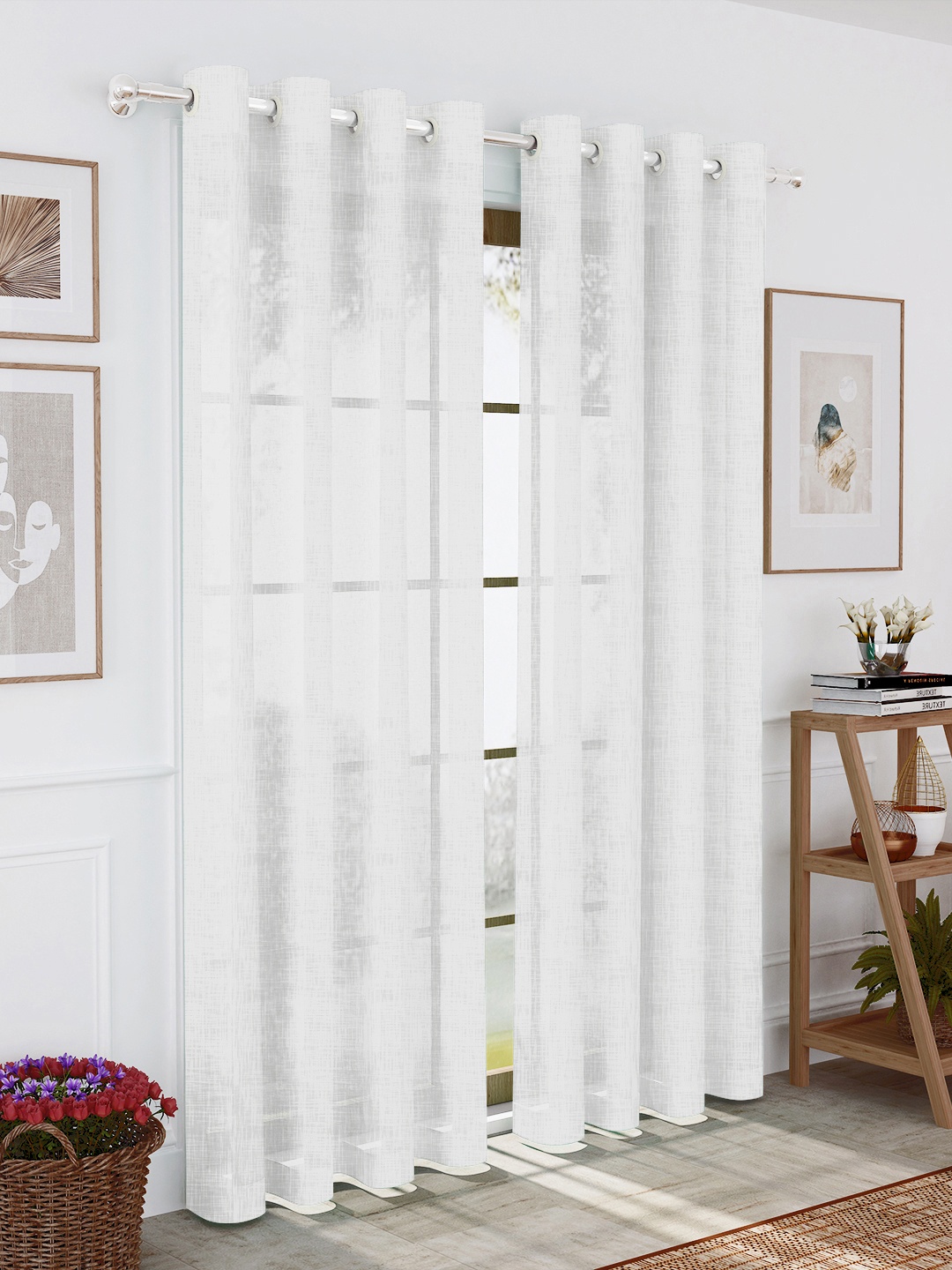 

Story@home Off White 2 Pieces Sheer Door Curtains