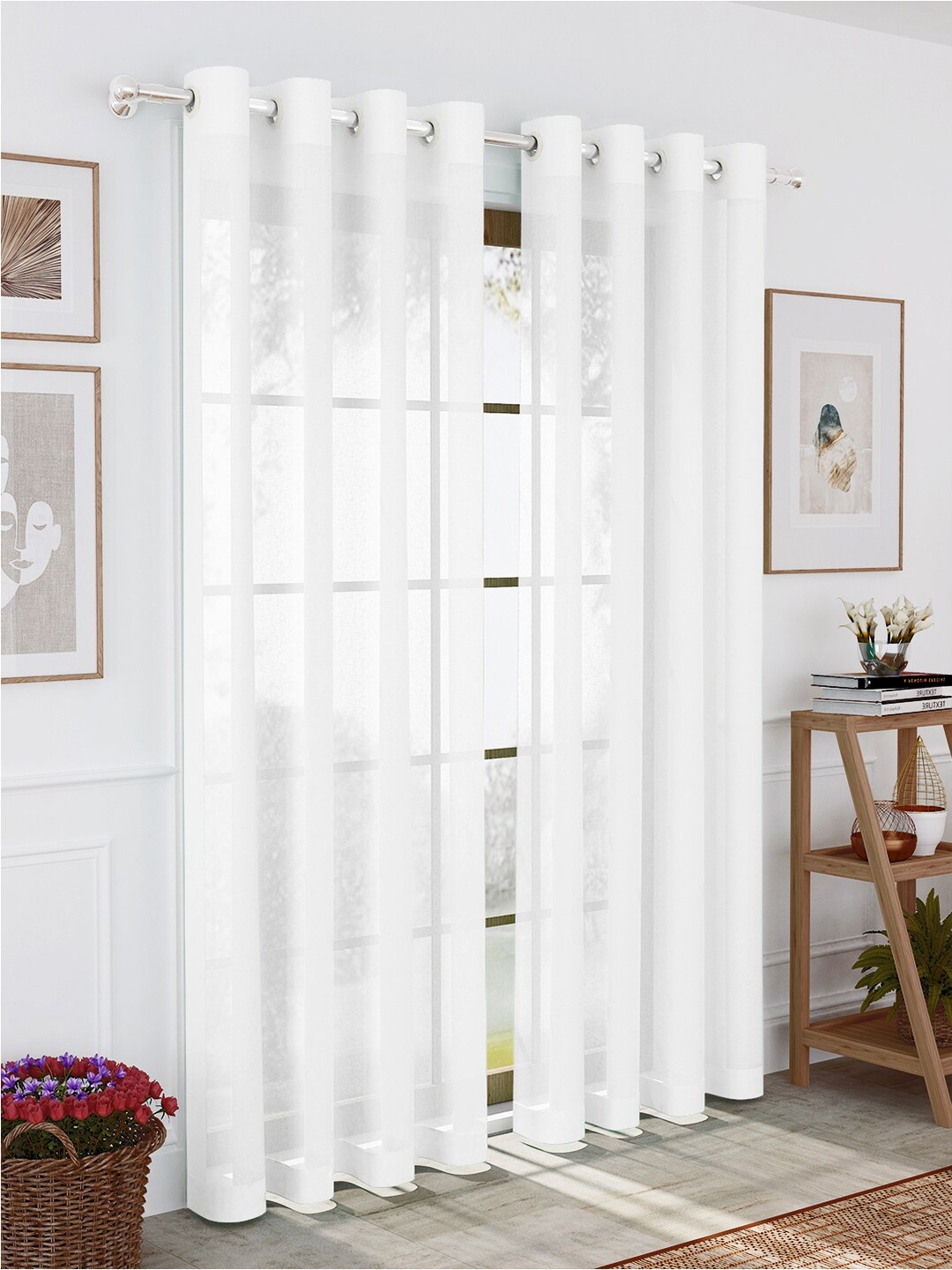 

Story@home Off White 2 Pieces Sheer Long Door Curtains