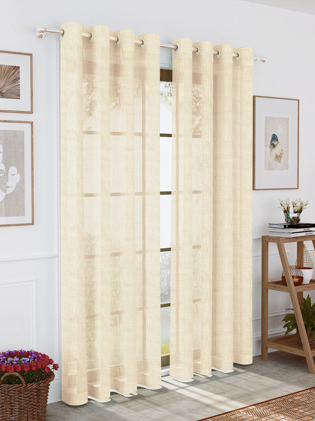 

Story@home Beige 2 Pieces Sheer Long Door Curtains