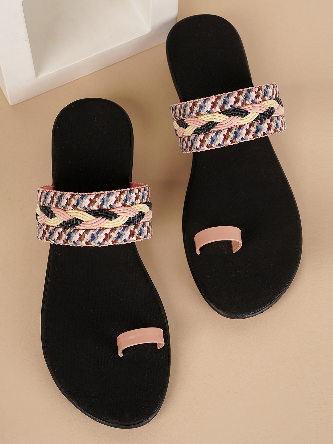 

Style Shoes Braided One Toe Flats, Peach