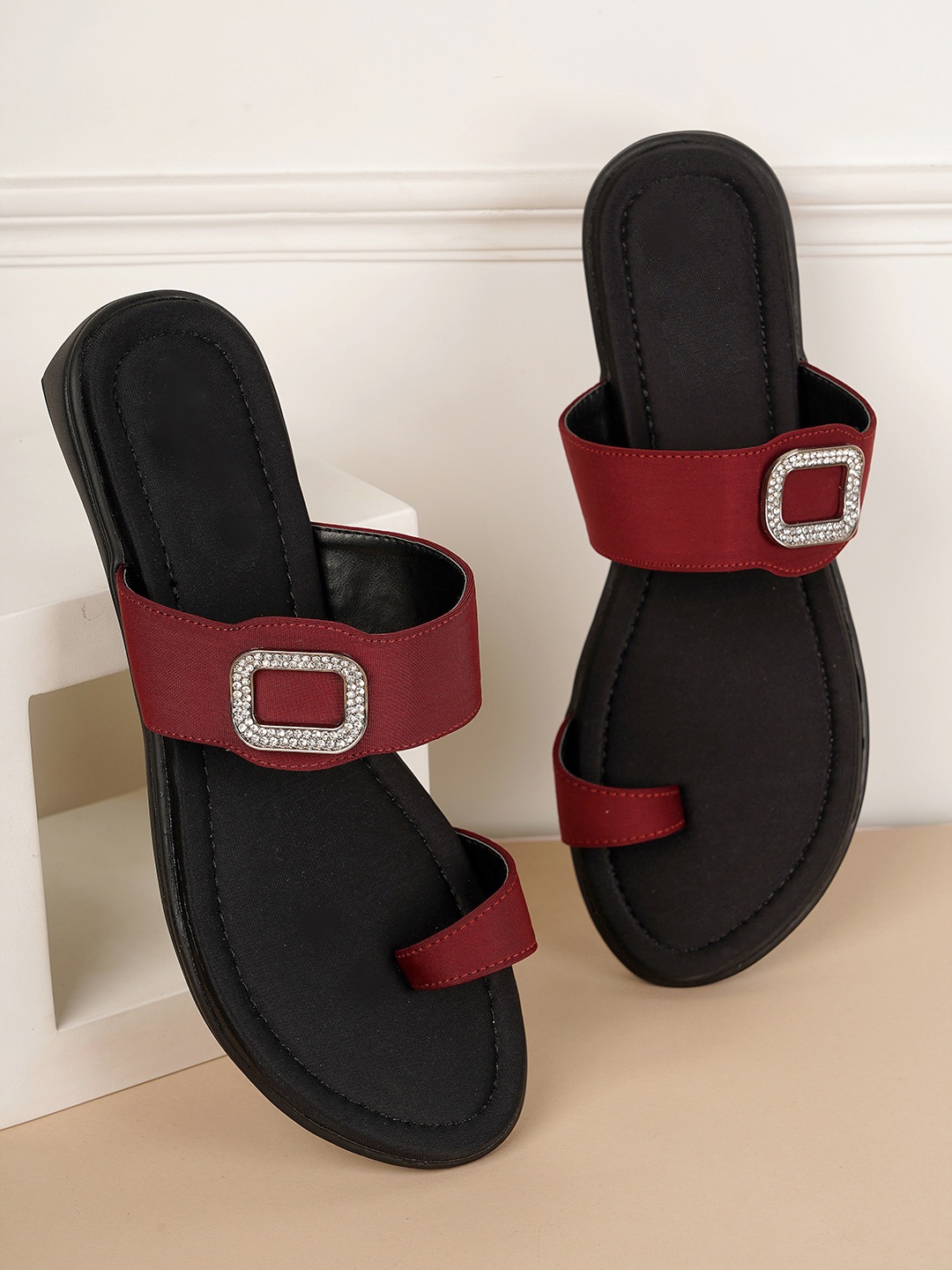 

Style Shoes Embellished One Toe Flats, Burgundy