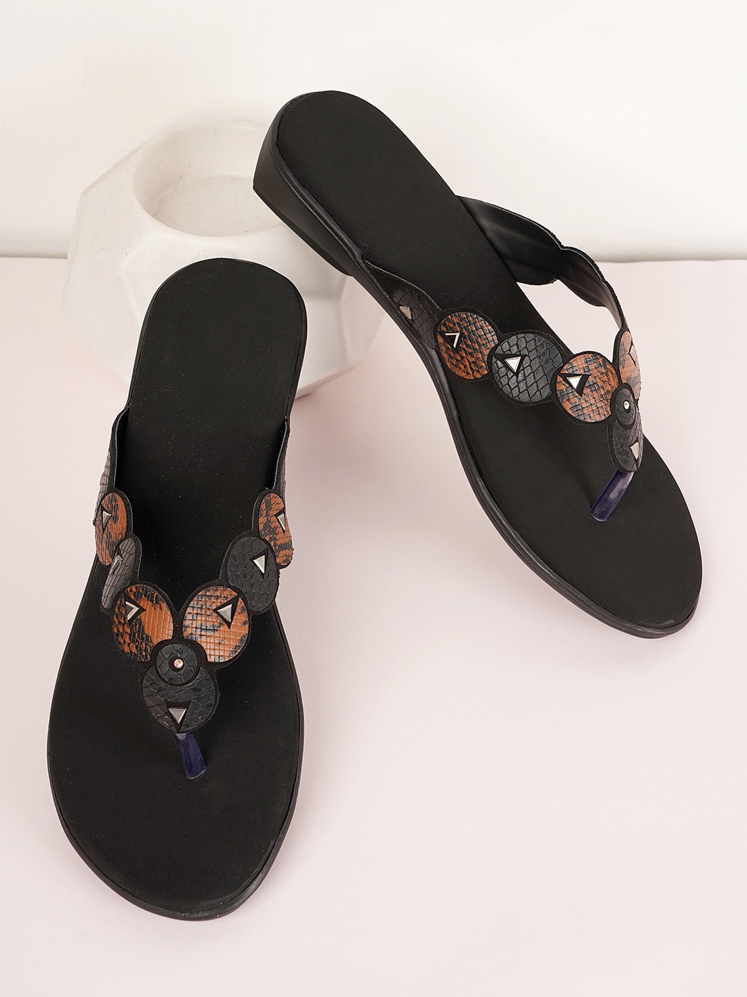 

Style Shoes Textured Open Toe Flats, Black