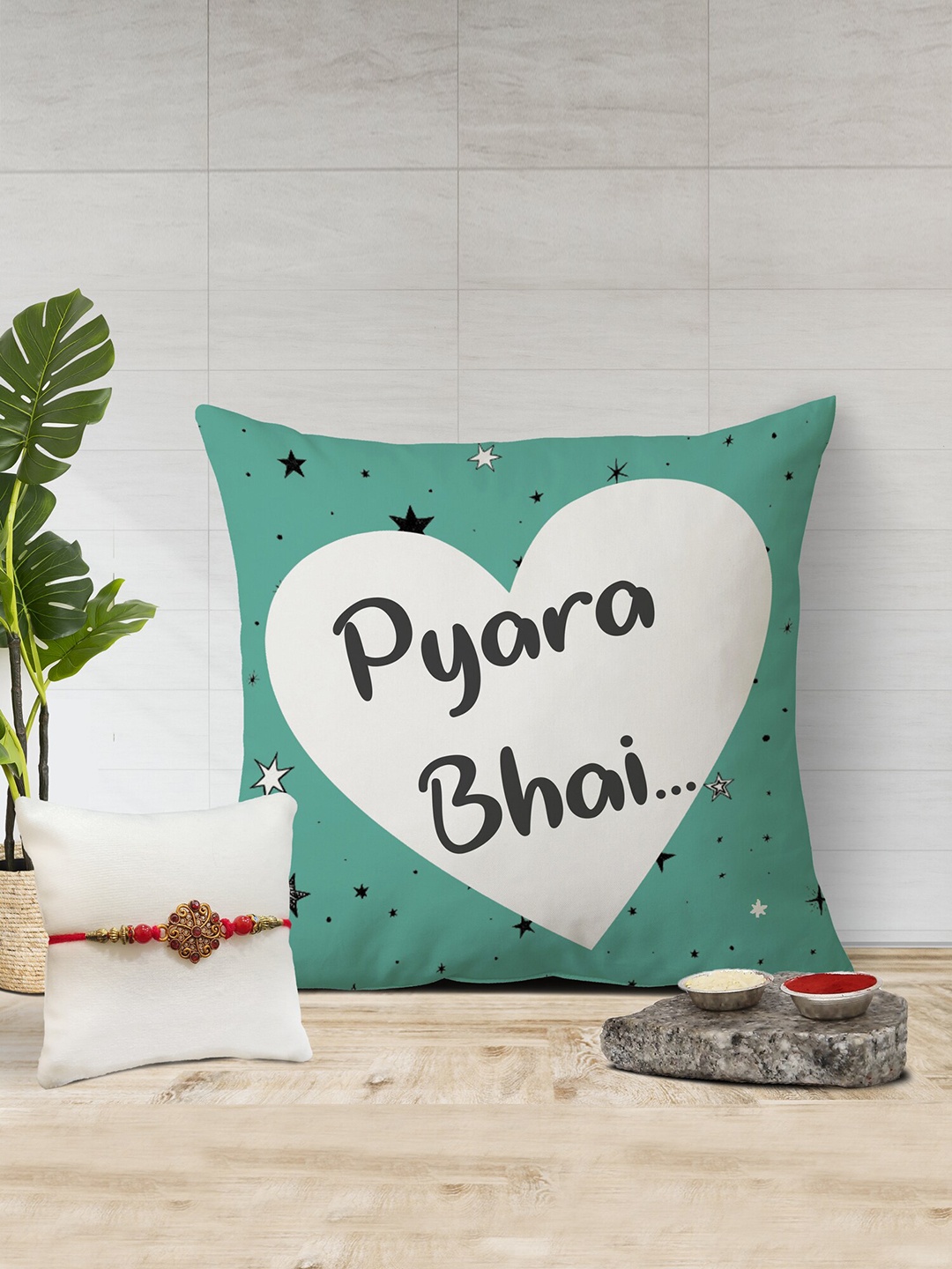 

The Purple Tree Rakhi With Pyara Bhai Printed Cushion, Multi