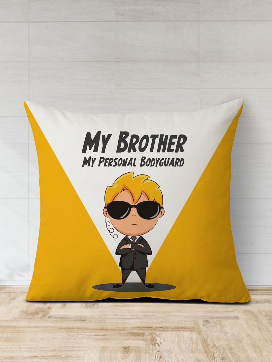 

The Purple Tree Miss Unisex Rakhi With Printed Cushion & Roli Chawal, Mustard