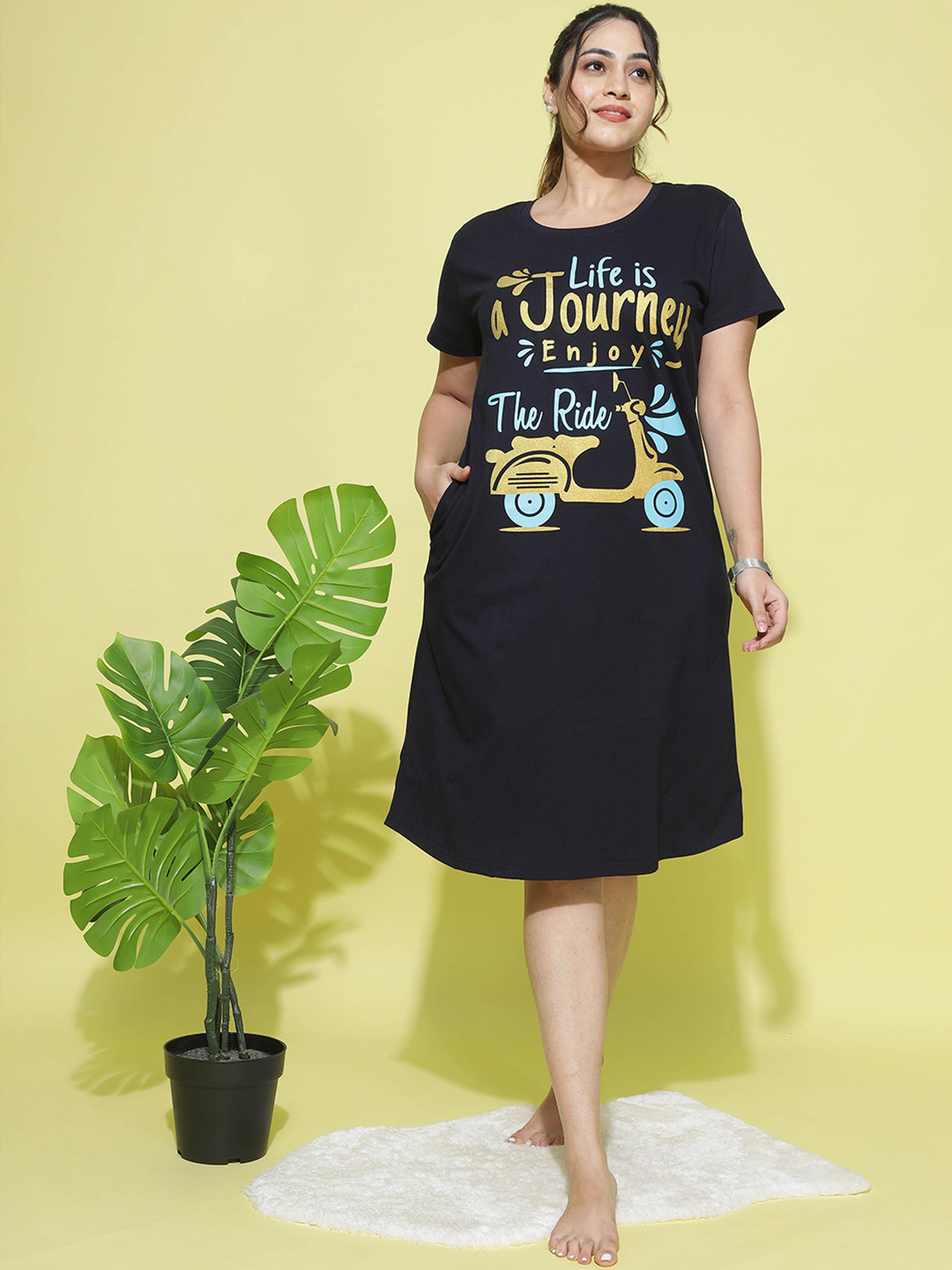 

9shines Label Typography Printed Nightdress, Blue