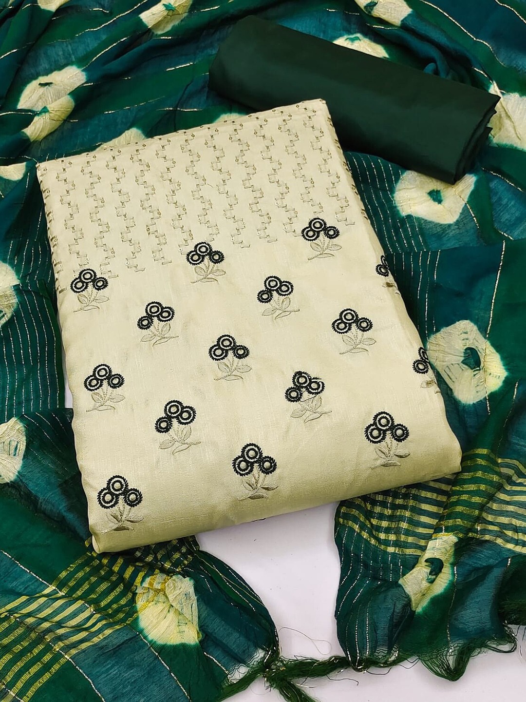 

APNISHA Embroidered Pure Silk Unstitched Dress Material, Yellow