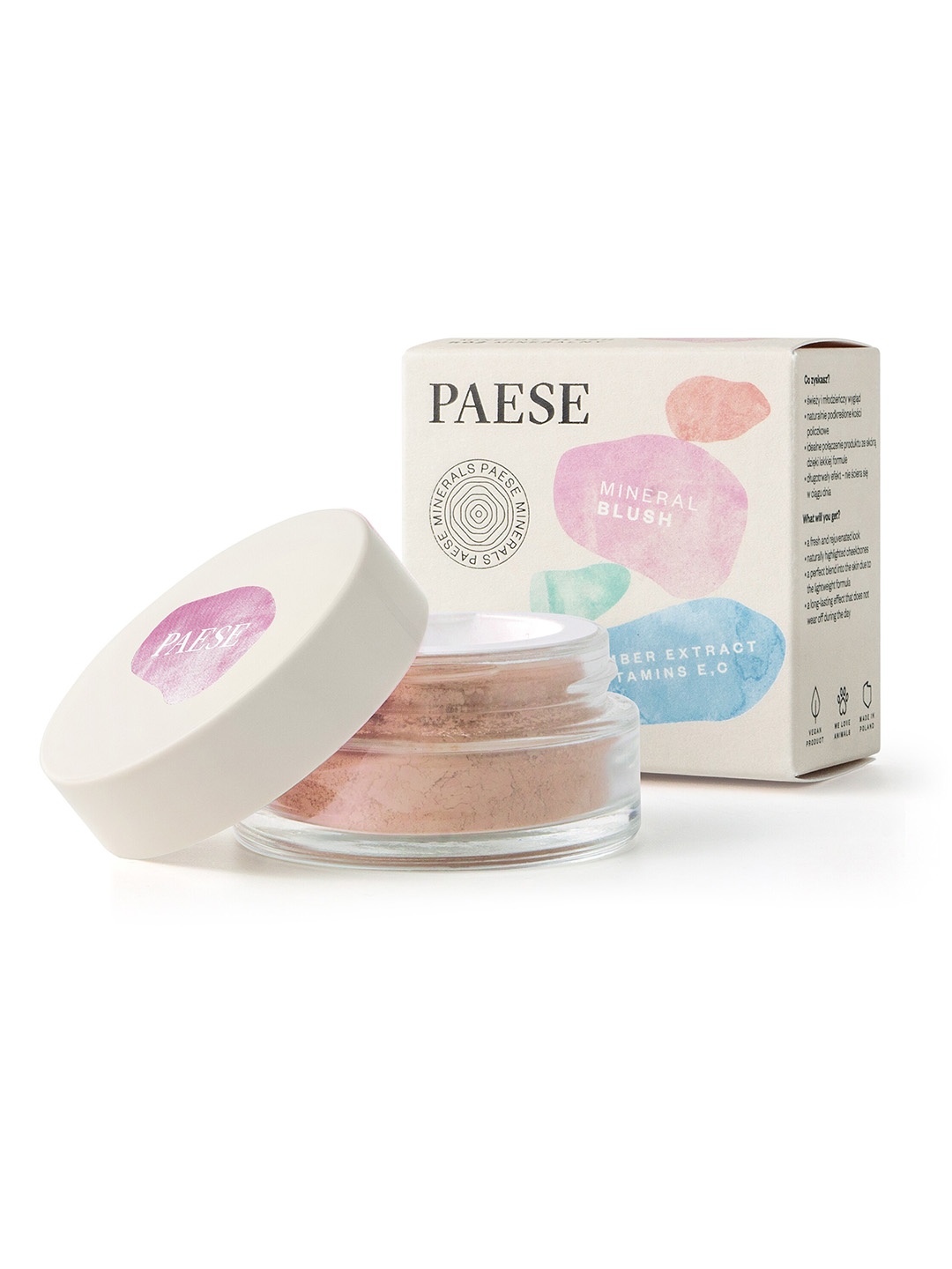 

Paese Cosmetics Mineral Blush with Amber Extract & Vitamin E and C 6g - Dusty Rose 301N, Beige