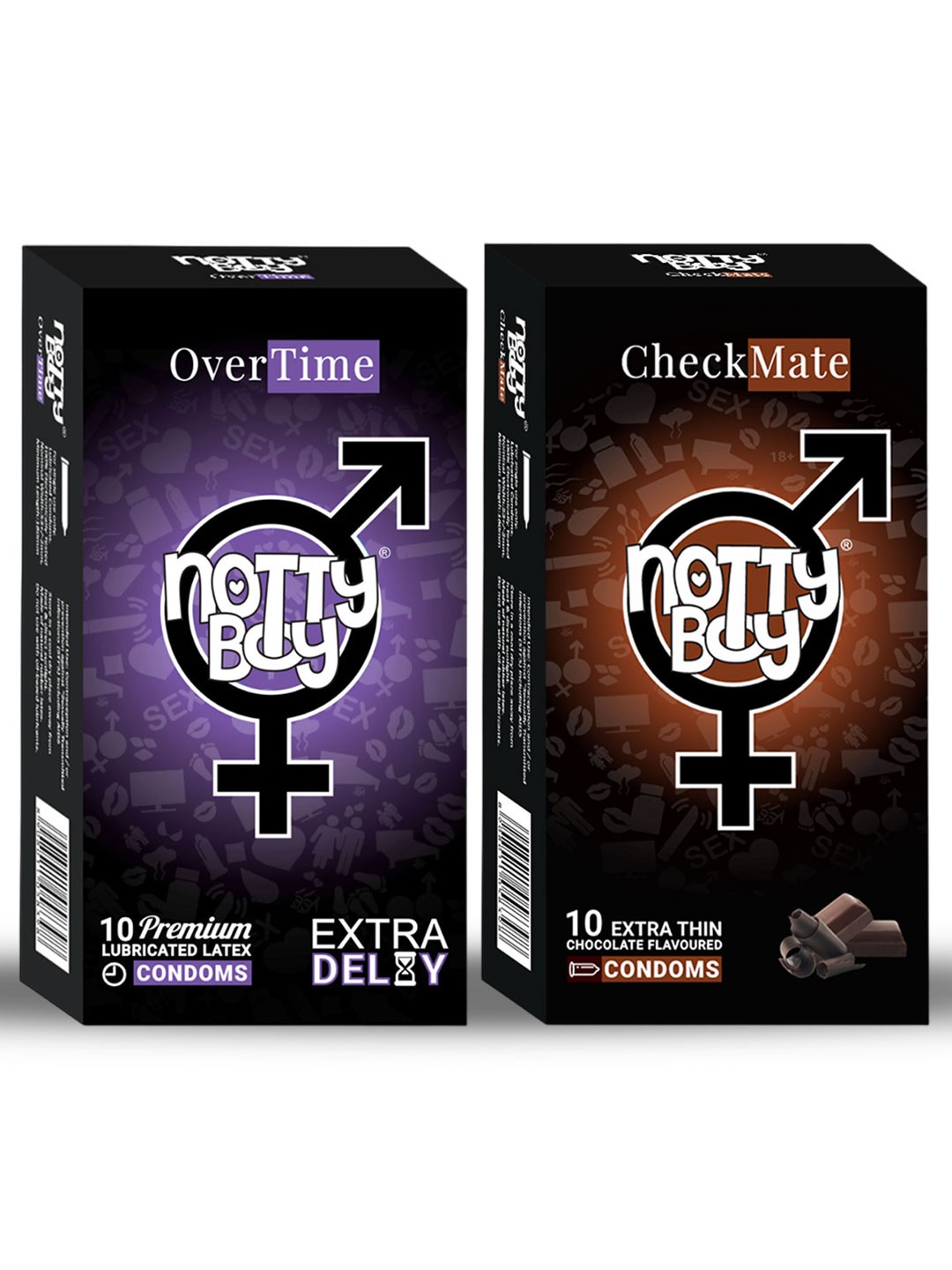 

noTTy Boy Set of Climax Delay & Chocolate Flavour Thin Condoms - 10 Pcs Each, Coffee brown