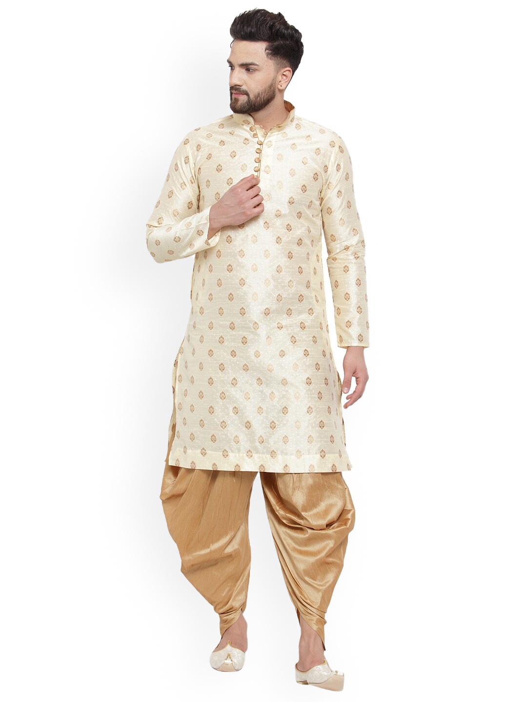 

Sydney Heights Ethnic Motif Zari Straight Kurta with Dhoti Pants, Beige