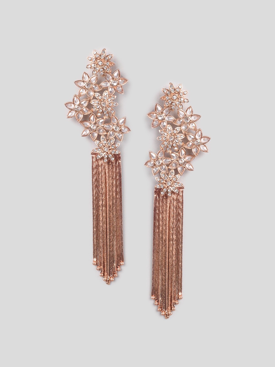 

phuljhadi Rose Gold-Plated Contemporary Drop Earrings