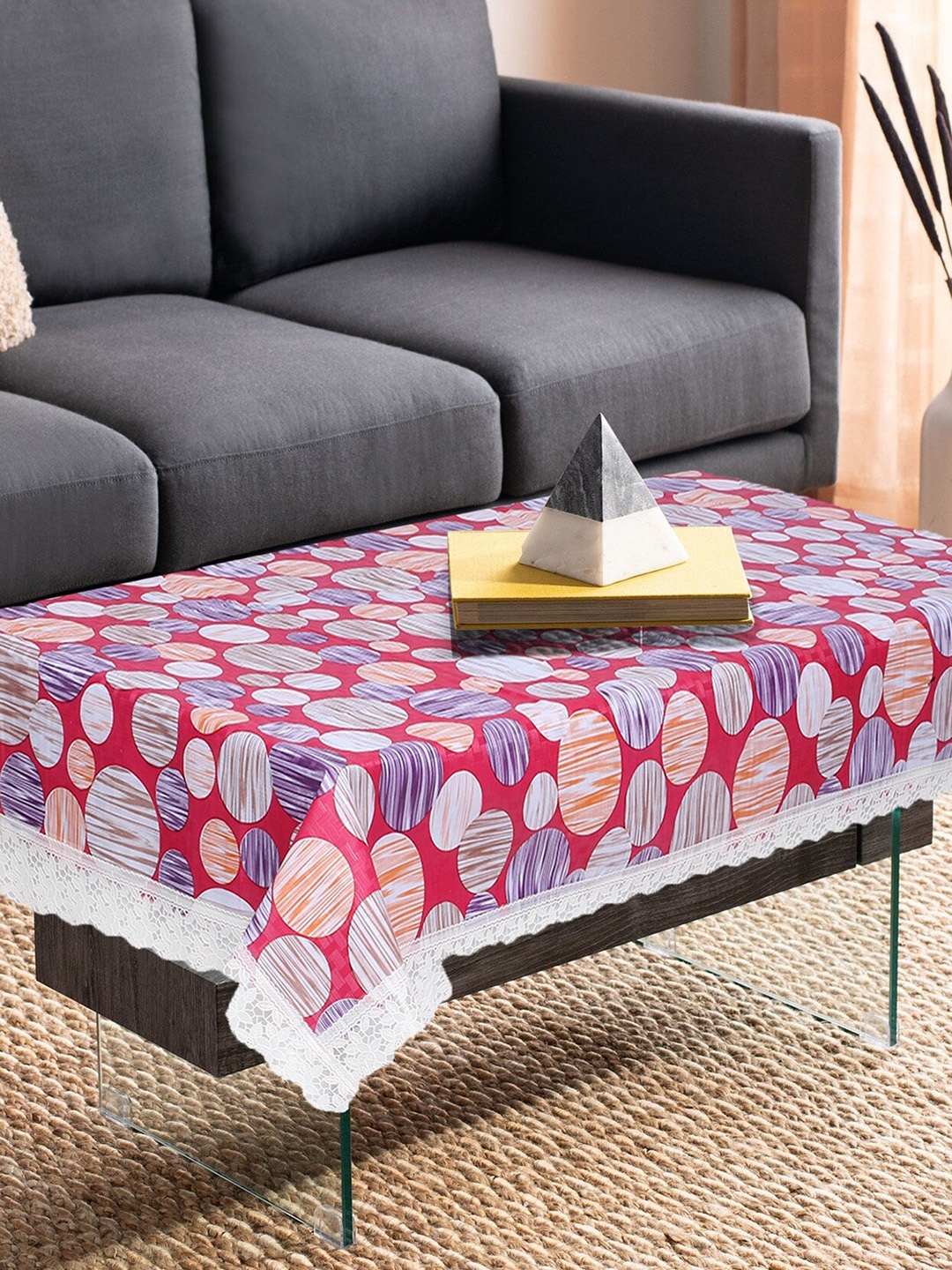 

Dakshya Industries Pink & White Printed 4 Seater Table Covers