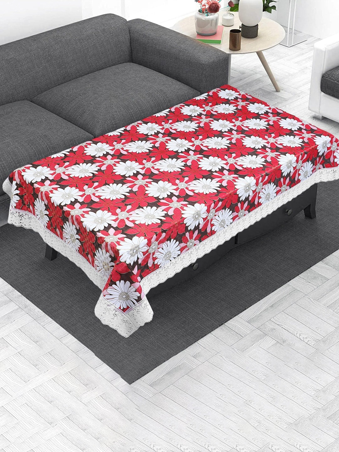 

Dakshya Industries Red & White Floral Printed 4 Seater Table Covers