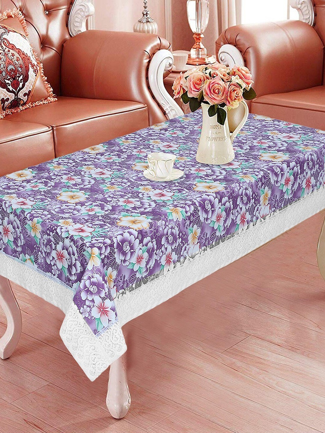 

Dakshya Industries Purple & White Floral Printed 4 Seater Table Covers