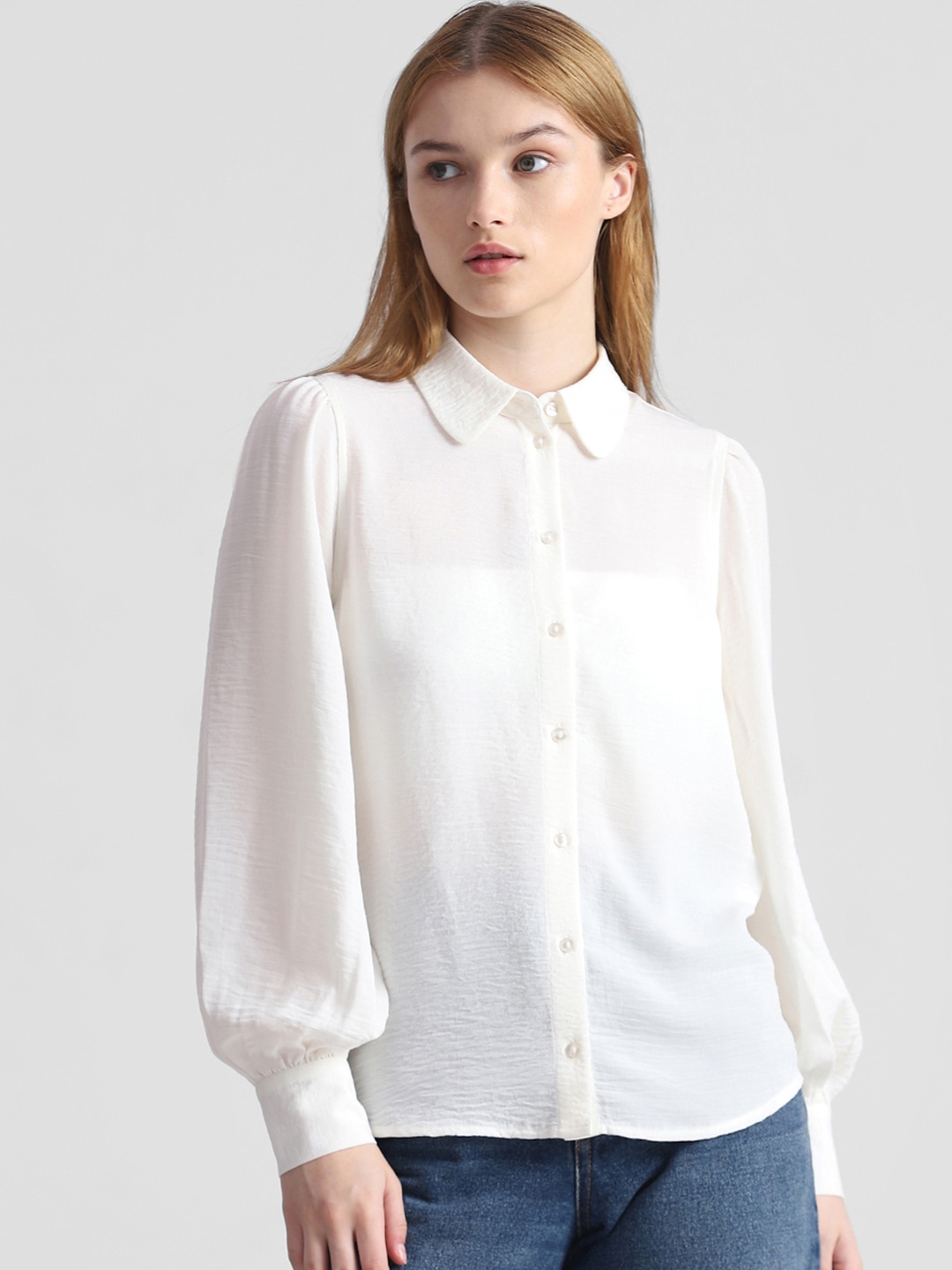 

ONLY Onlocean ls Spread Collar Regular Fit Casual Shirt, White