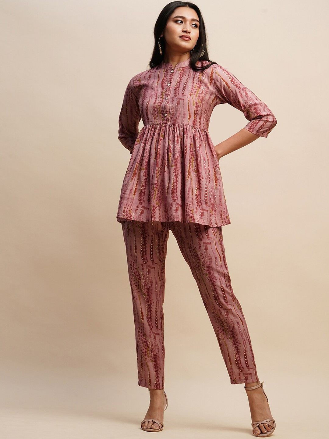 

Sangria Printed Tunic & Trouser Co-Ords, Pink