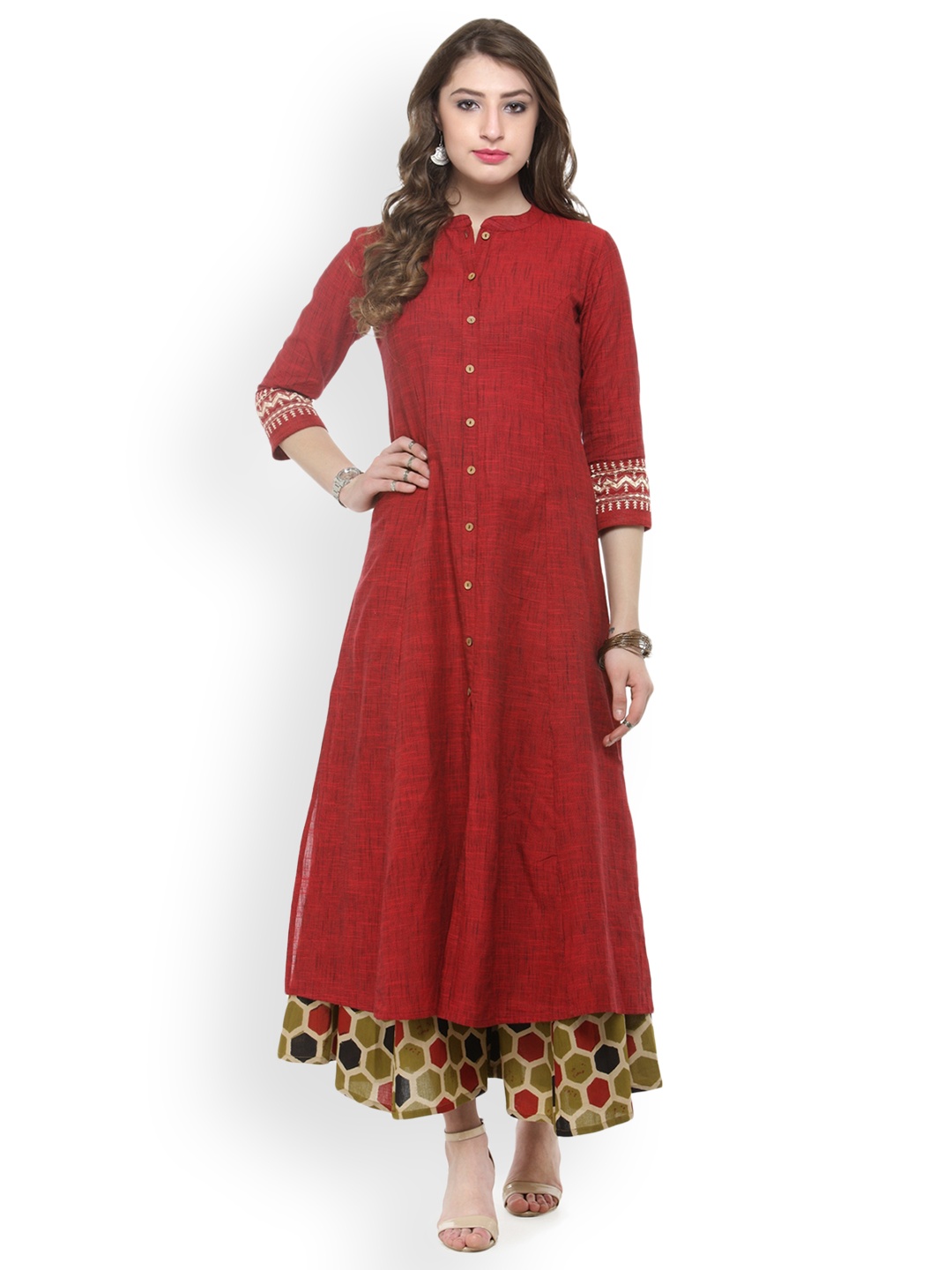 

Varanga Women Rust & Red Solid Kurta with Palazzos