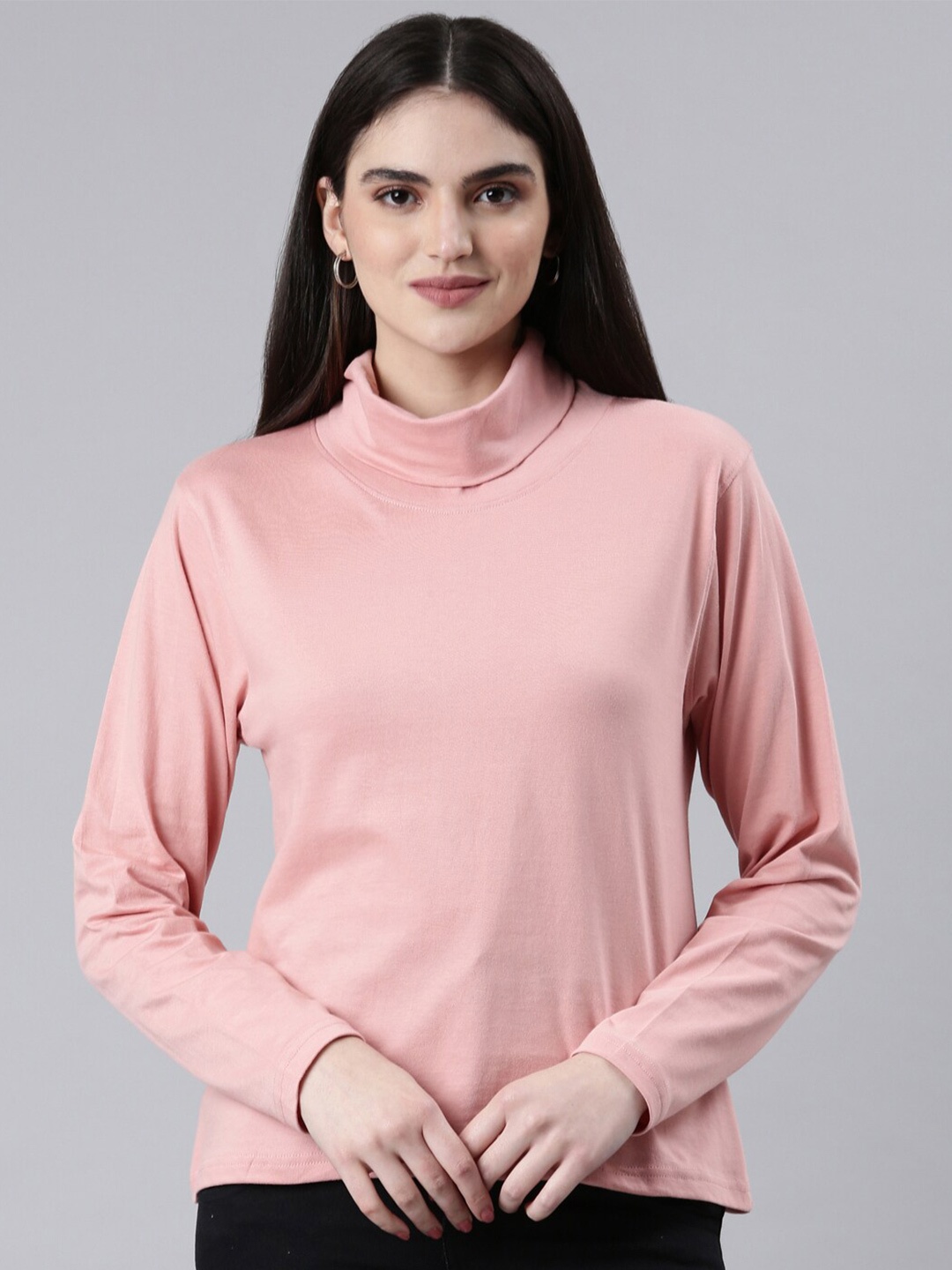 

Kryptic Turtle Neck Cotton T-shirt, Pink