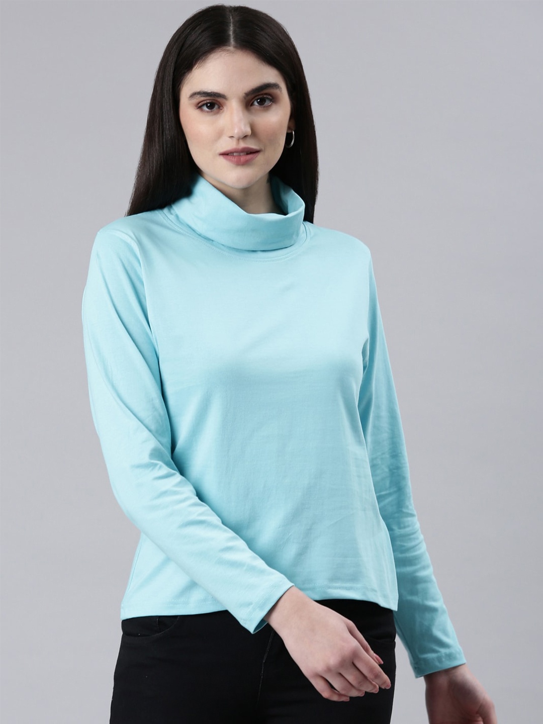 

Kryptic Turtle Neck Cotton T Shirt, Blue