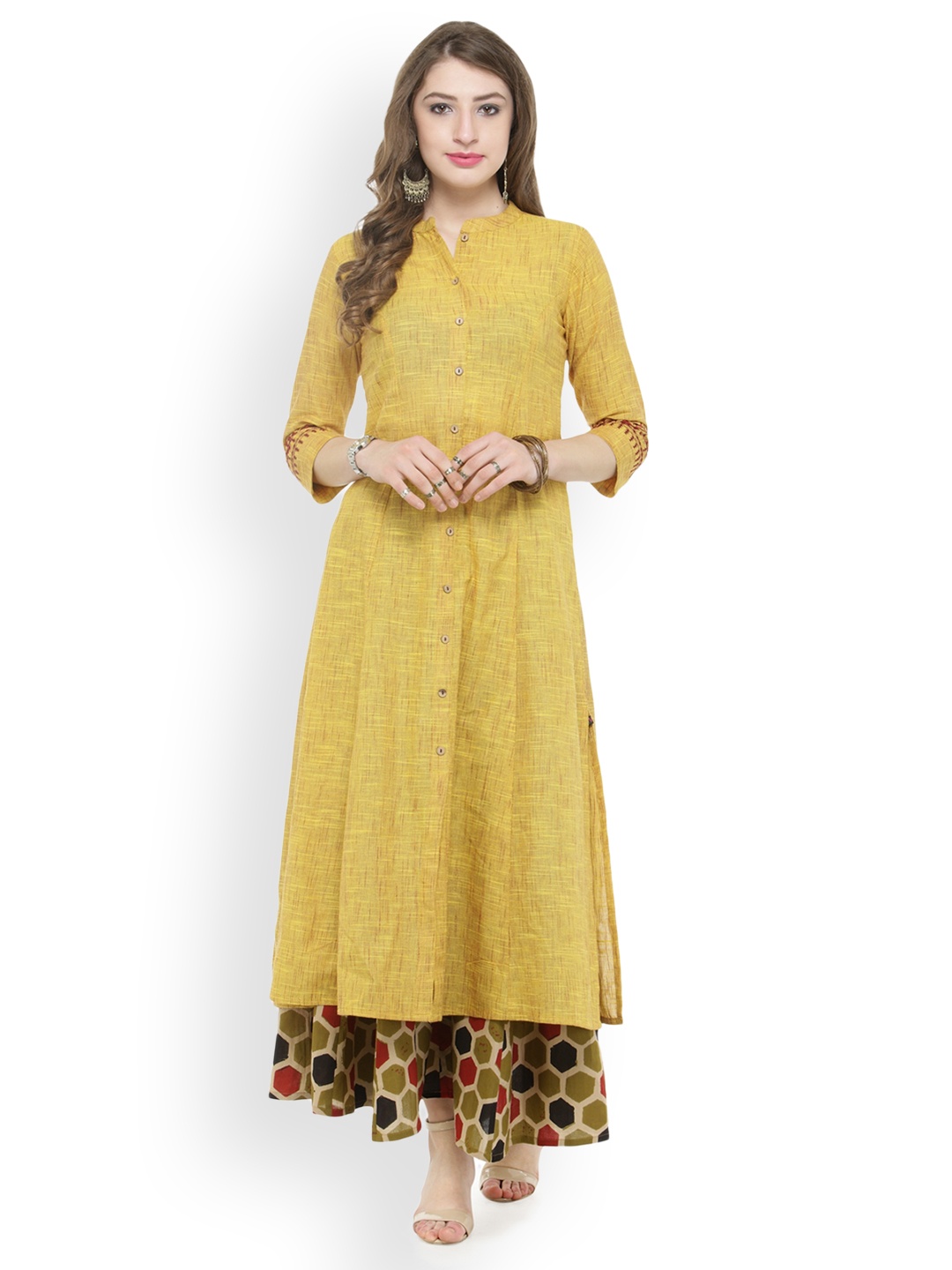 

Varanga Women Mustard Solid Kurta with Palazzos
