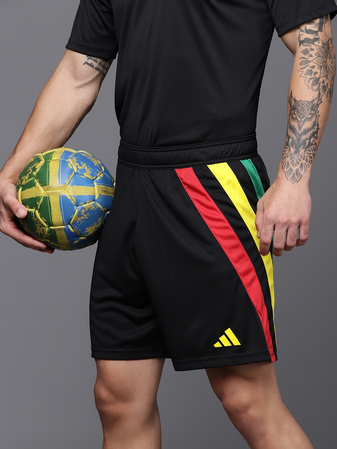 

ADIDAS Men Striped Aeroready FORTORE23 Football Shorts, Black
