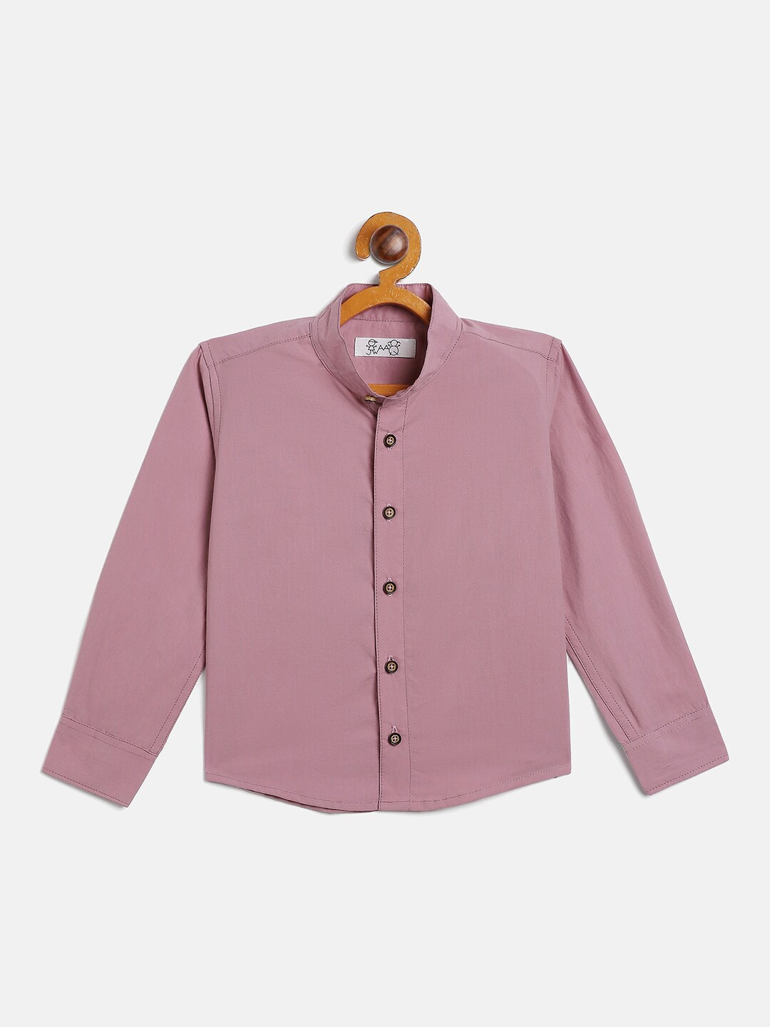 

JWAAQ Boys Mandarin Collar Pure Cotton Relaxed Casual Shirt, Peach