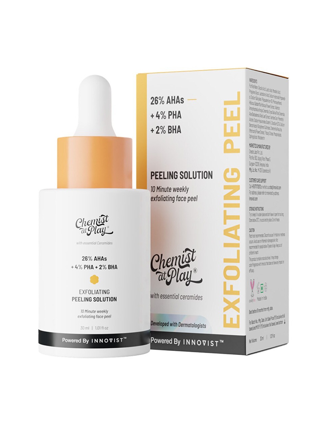 

Chemist at Play 26% AHA + 4% PHA + 2% BHA Peeling Solution Face Peel - 30 ml, Transparent