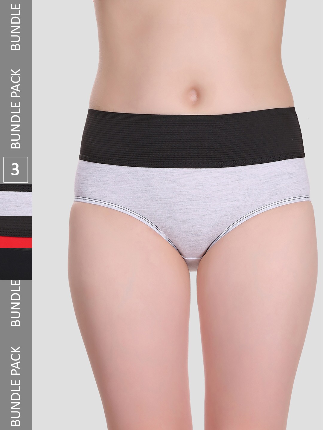 

SELFCARE Pack Of 3 Cotton Colourblocked High-Rise Hipster Briefs, Red