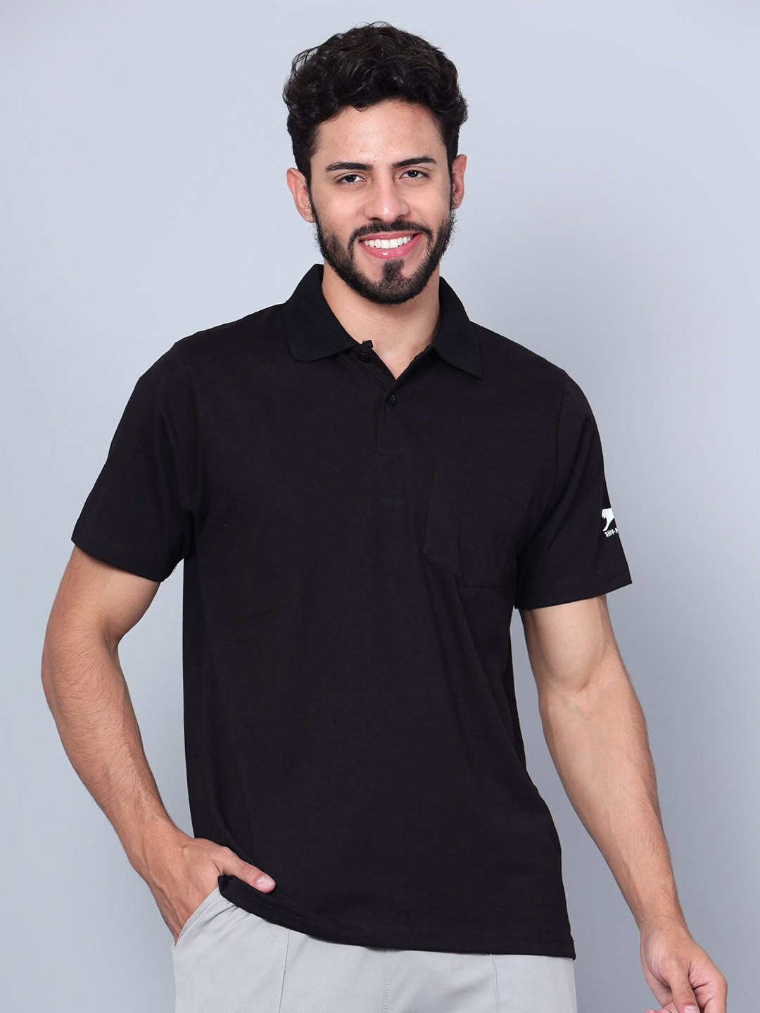 

Shiv Naresh Polo Collar Pockets Regular Fit T-shirt, Black