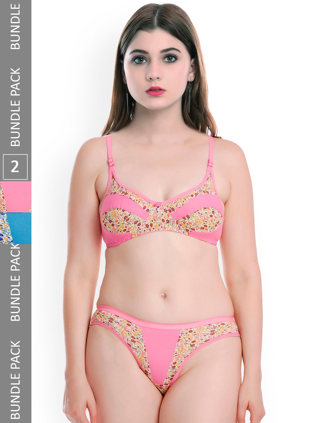 

PIBU Pack Of 2 Printed Cotton Lingerie Set P_Binu Set_Blue,Pink_30