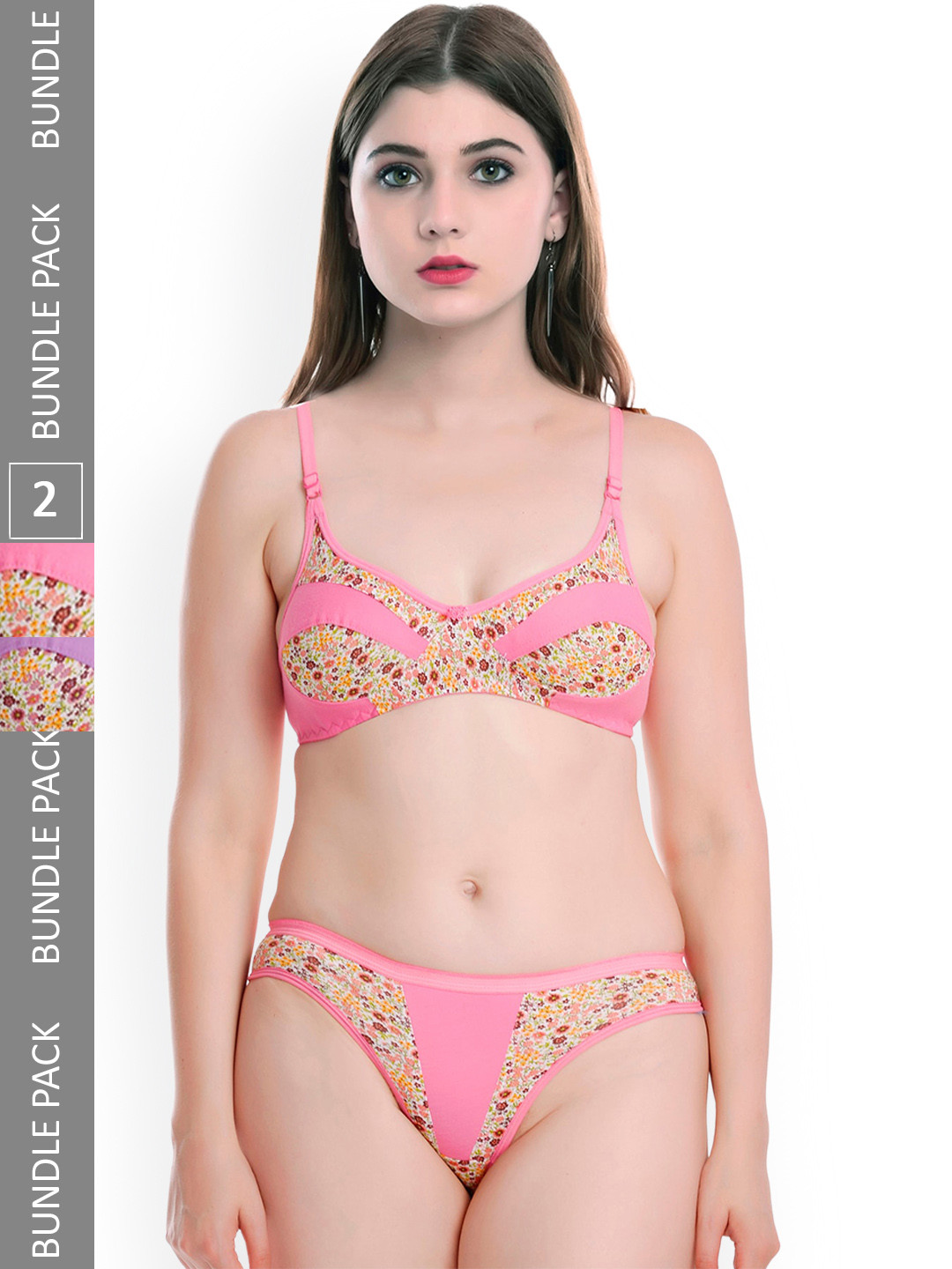 

PIBU Pack Of 2 Printed Cotton Lingerie Set P_Binu Set_Pink,Purple_30