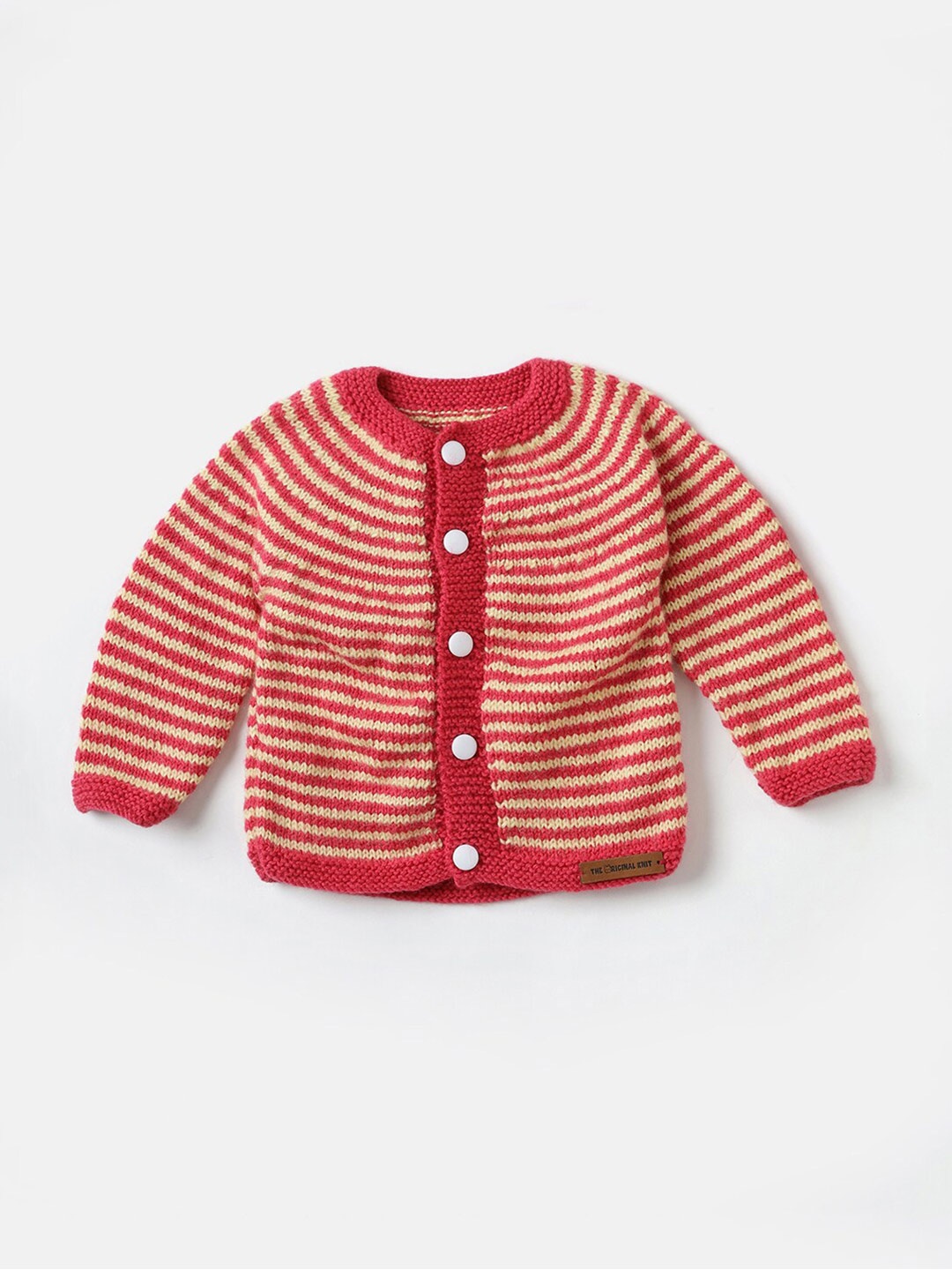 

The Original Knit Unisex Kids Striped Longline Cardigan, Pink