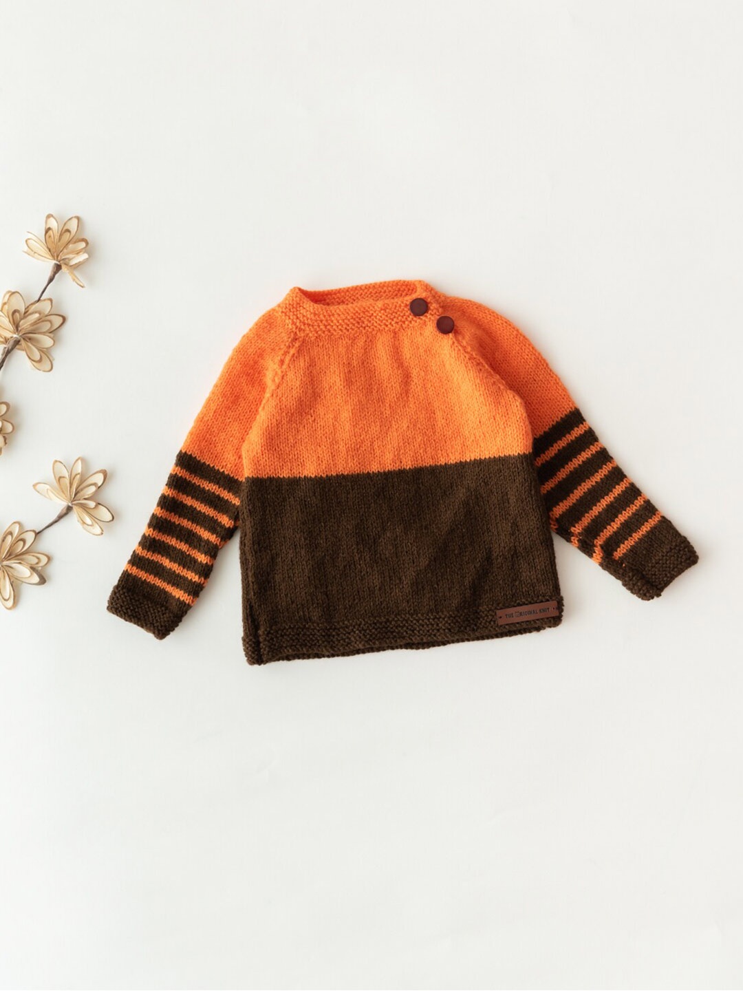 

The Original Knit Kids Colourblocked Longline Pullover, Brown