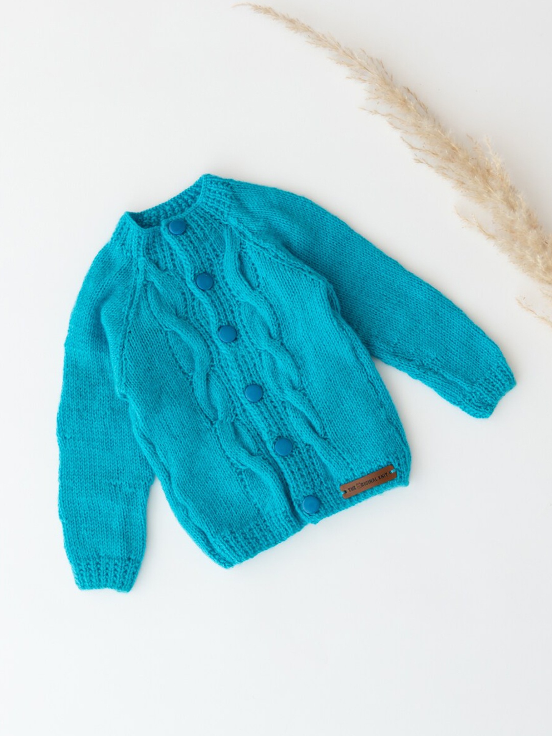 

The Original Knit Unisex Kids Self Design Cable Knit Cardigan, Blue