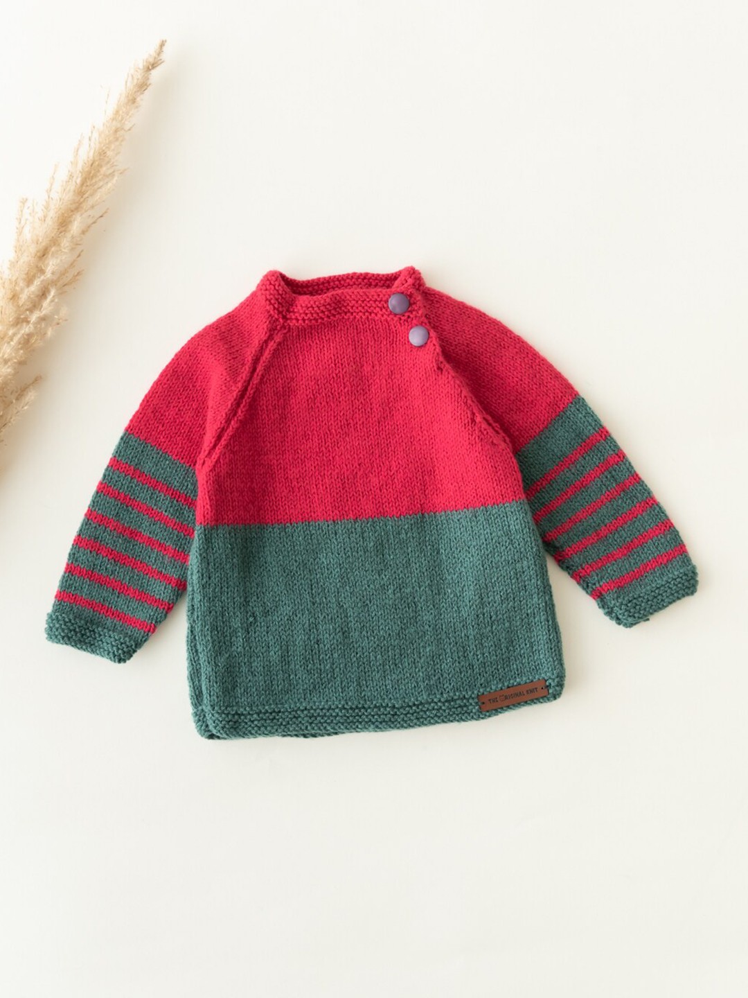

The Original Knit Infants Colourblocked Acrylic Pullover, Pink