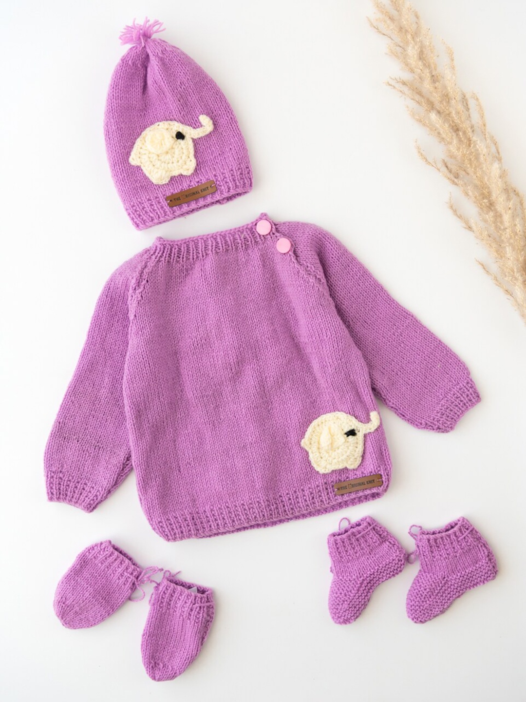 

The Original Knit Infants Kids Self Design Baby Apparel Gift Set, Purple