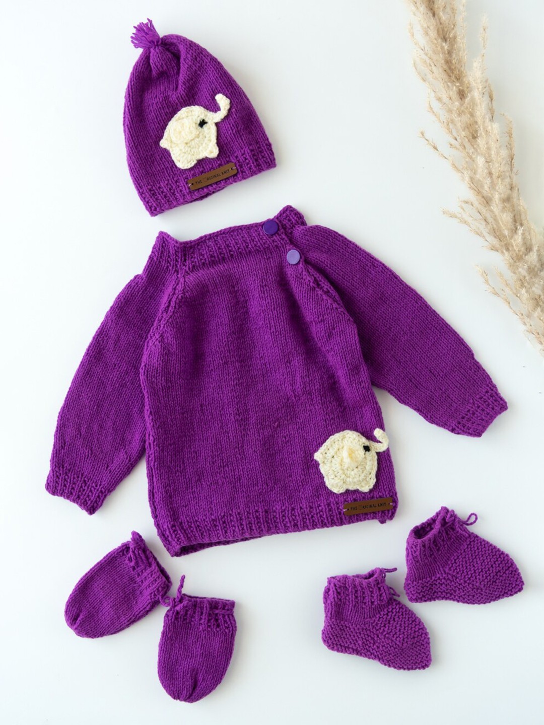 

The Original Knit Infants Kids Self Design Baby Apparel Gift Set, Purple
